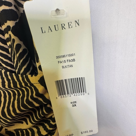 Ralph Lauren Black and Cream Patterned Midi Dress 3X NWT - Picture 4 of 6